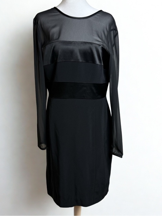 JONES NEW YORK EVENING Dresses & Skirts - Classic Black Long-Sleeve Sheer Panel Dress
